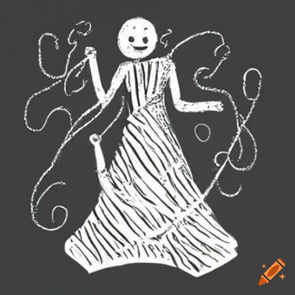 chalk art of a girl walking on an opera stage