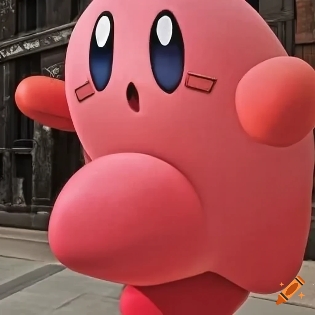 Closeup of kirby's large red feet on Craiyon