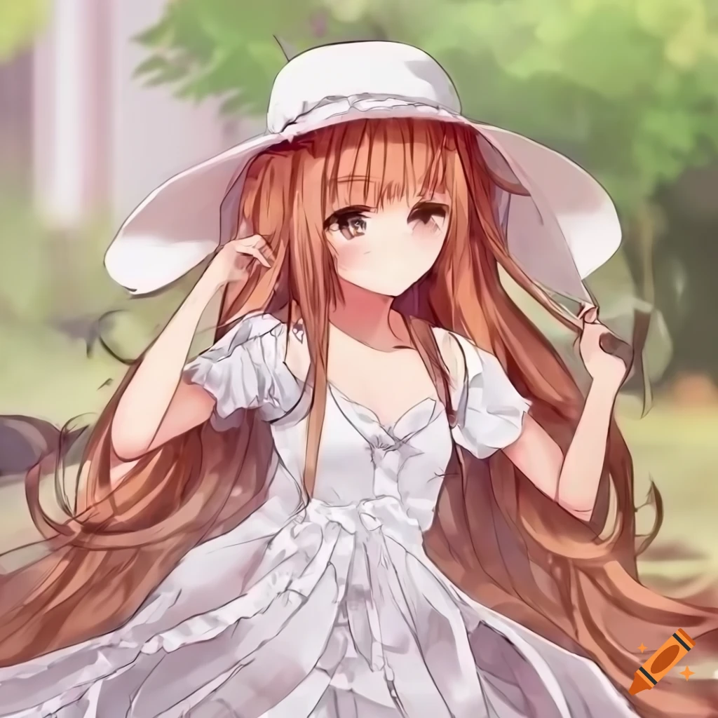 anime girl with brown hair wearing a dress