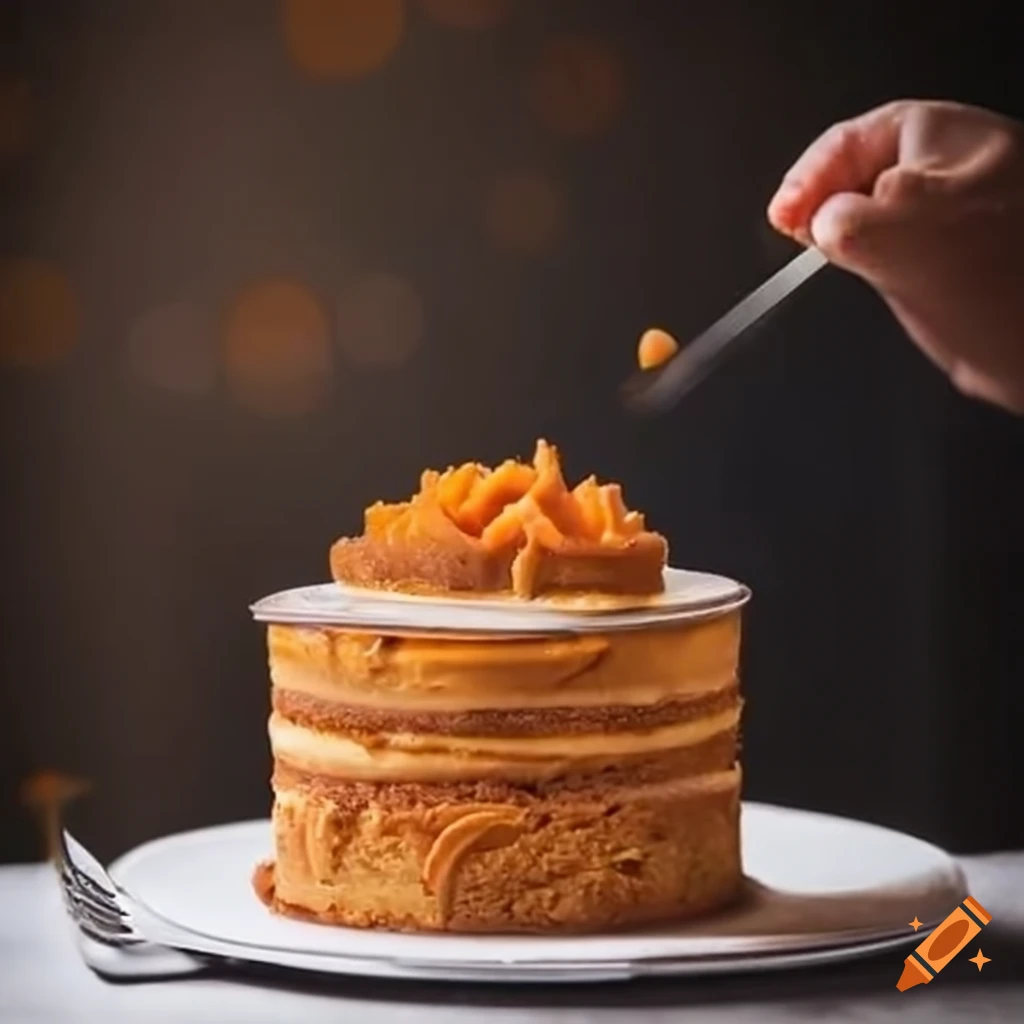 Pastry chef decorating a carrot cake on Craiyon
