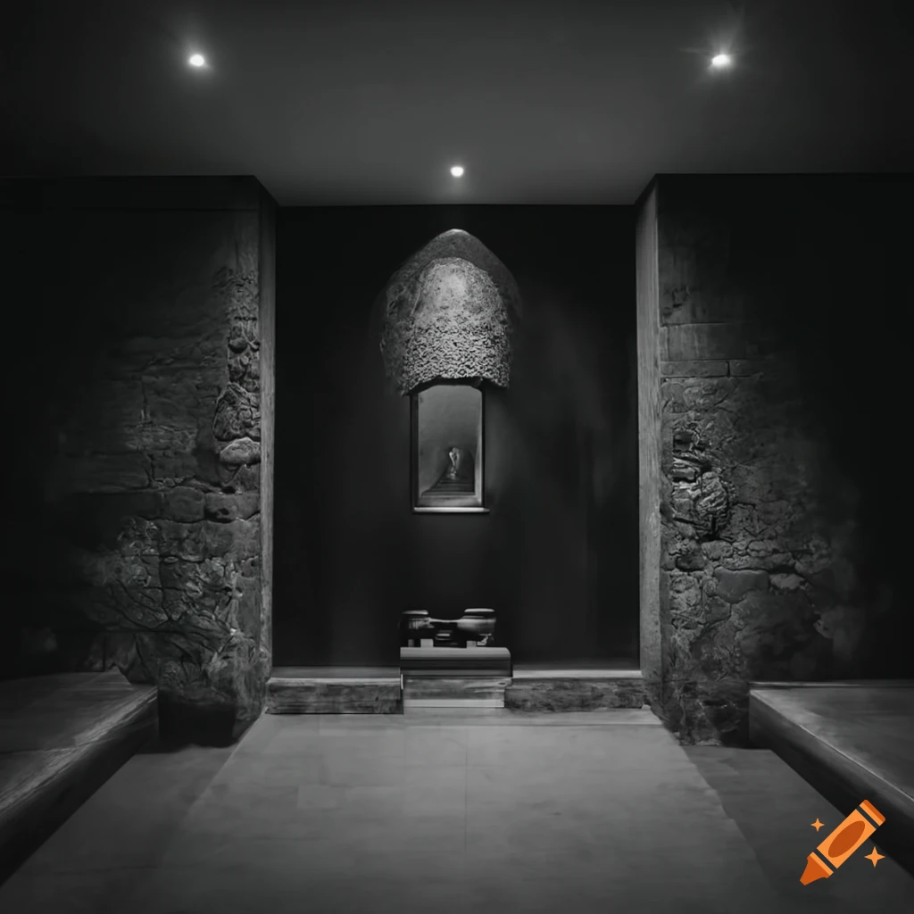 Interior design of a dark and introspective room on Craiyon
