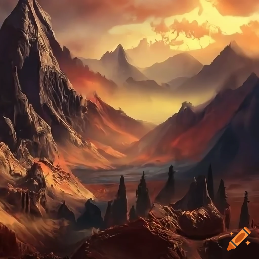 detailed wide landscape of a volcanic pass