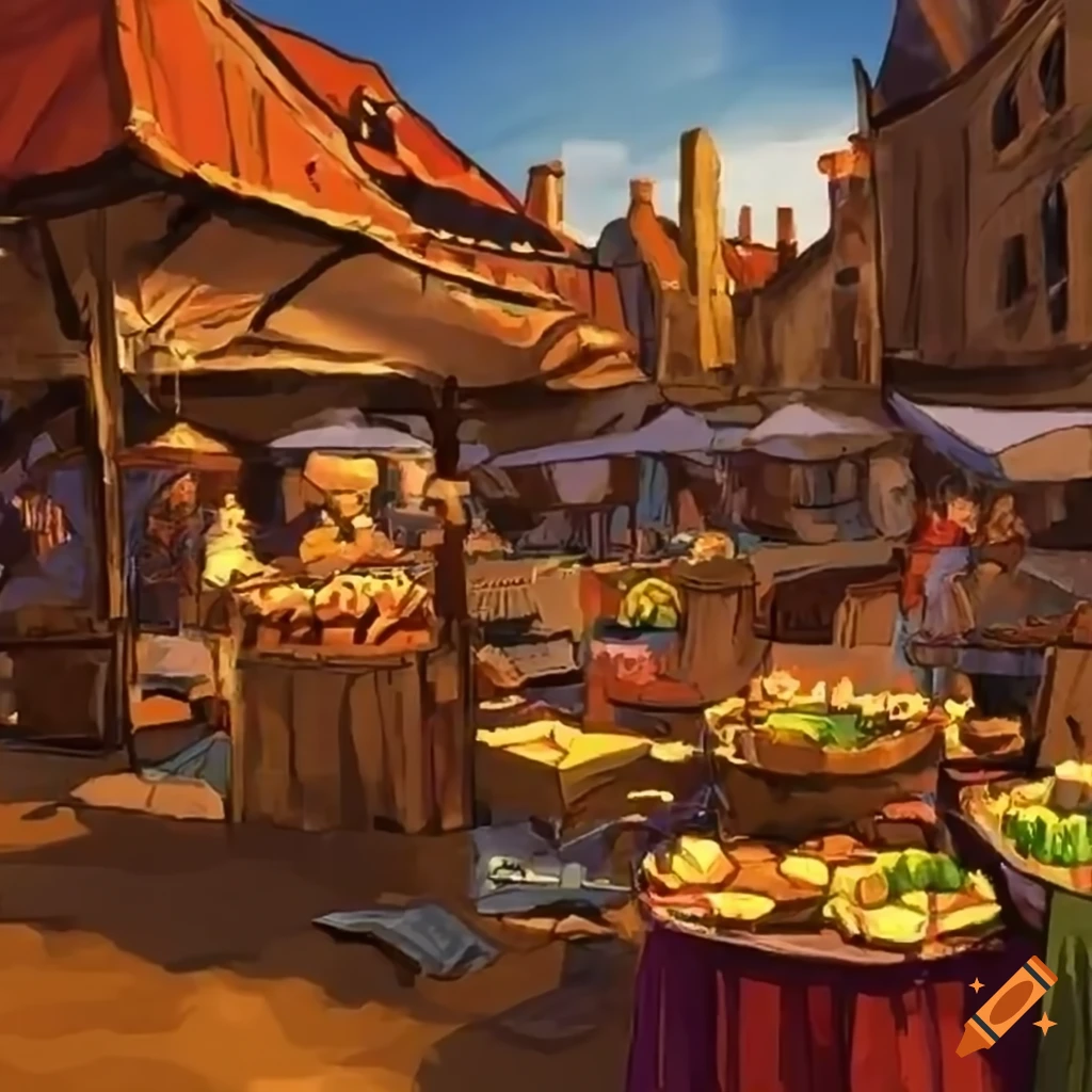 Medieval Market With Armor And Potions