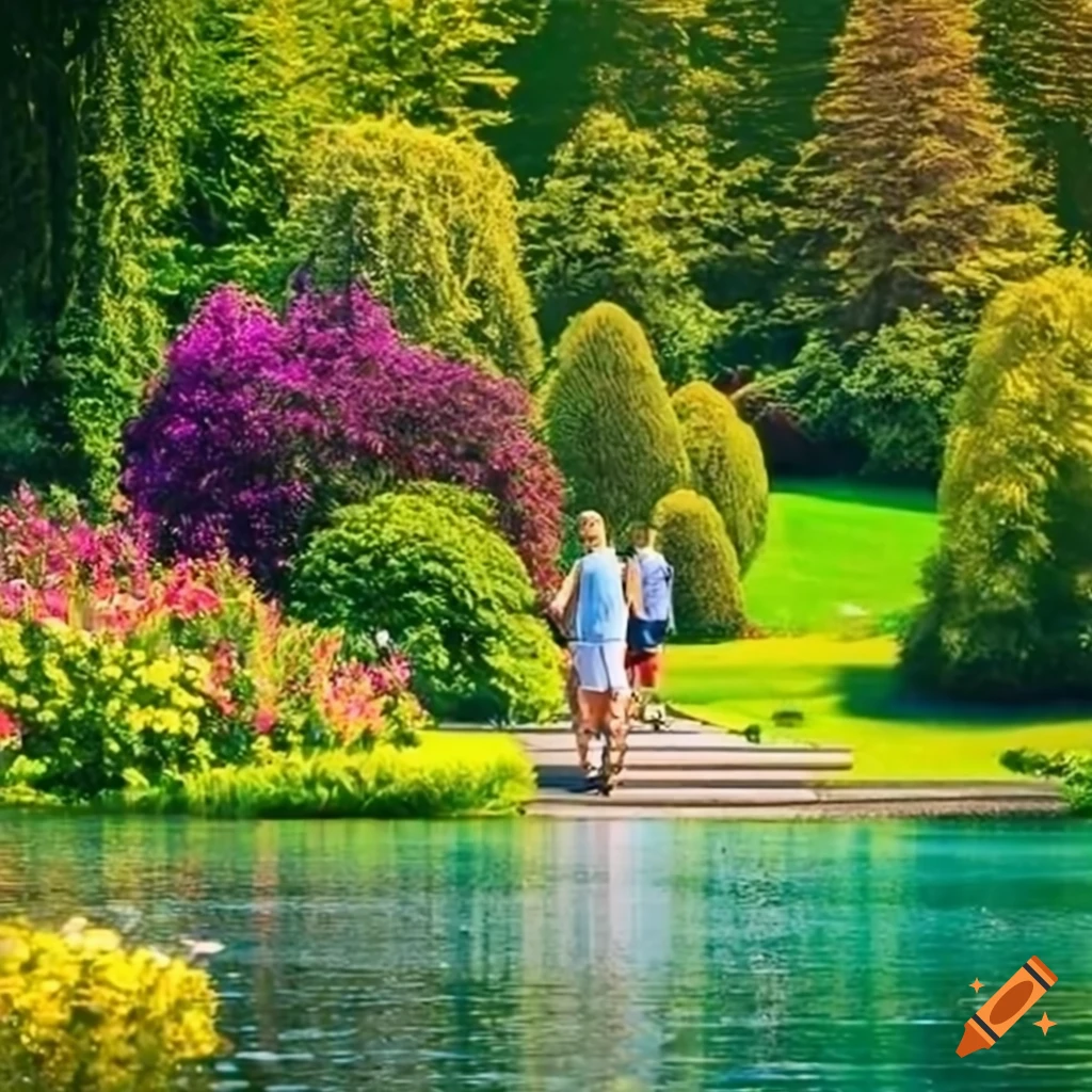 family walking by a lake in Switzerland