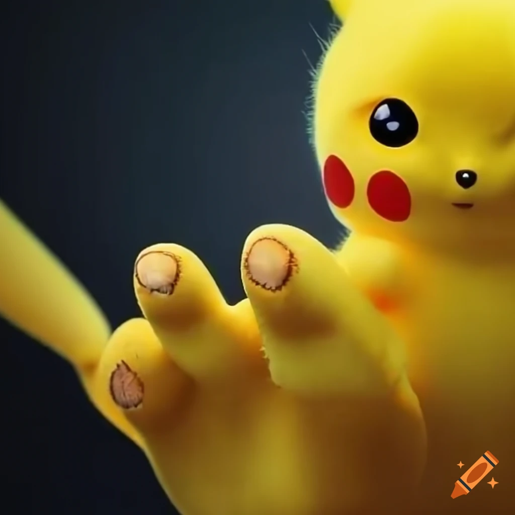 Close up of pikachu's yellow feet