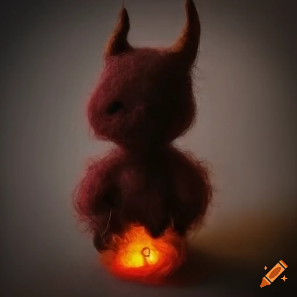 adorable felted demon