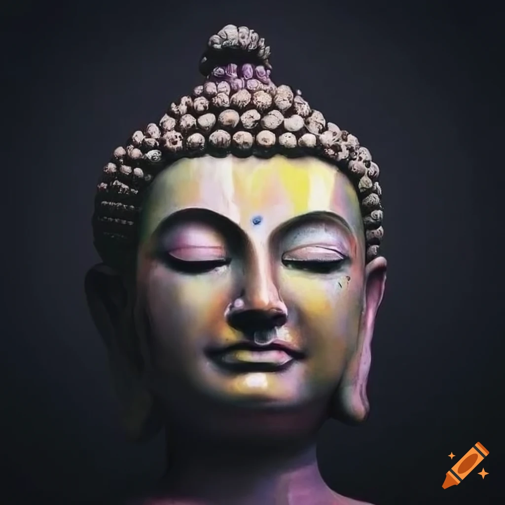 Colorful Painting Of A Buddha Head On Craiyon
