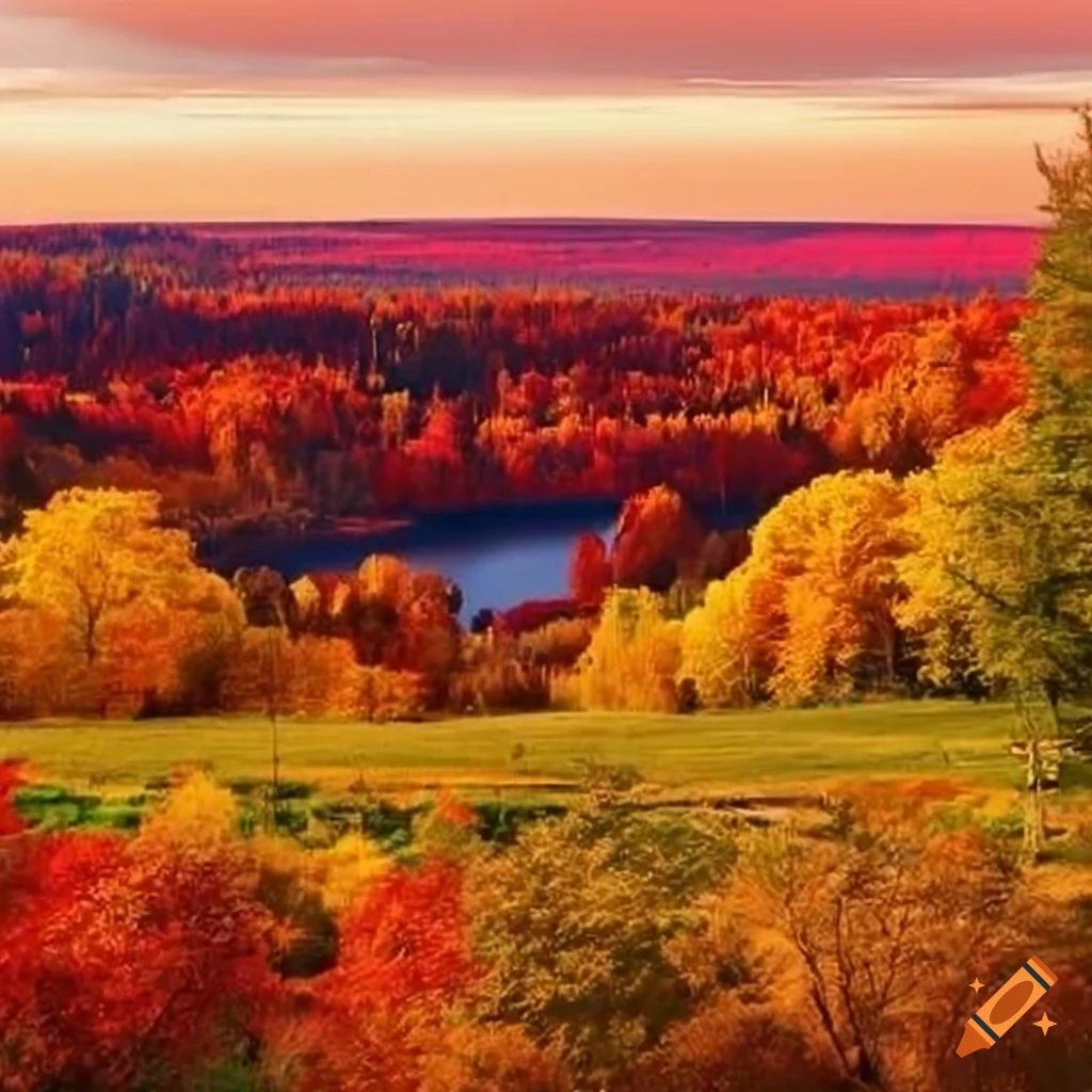 Colorful autumn landscape inspired by salvador dali