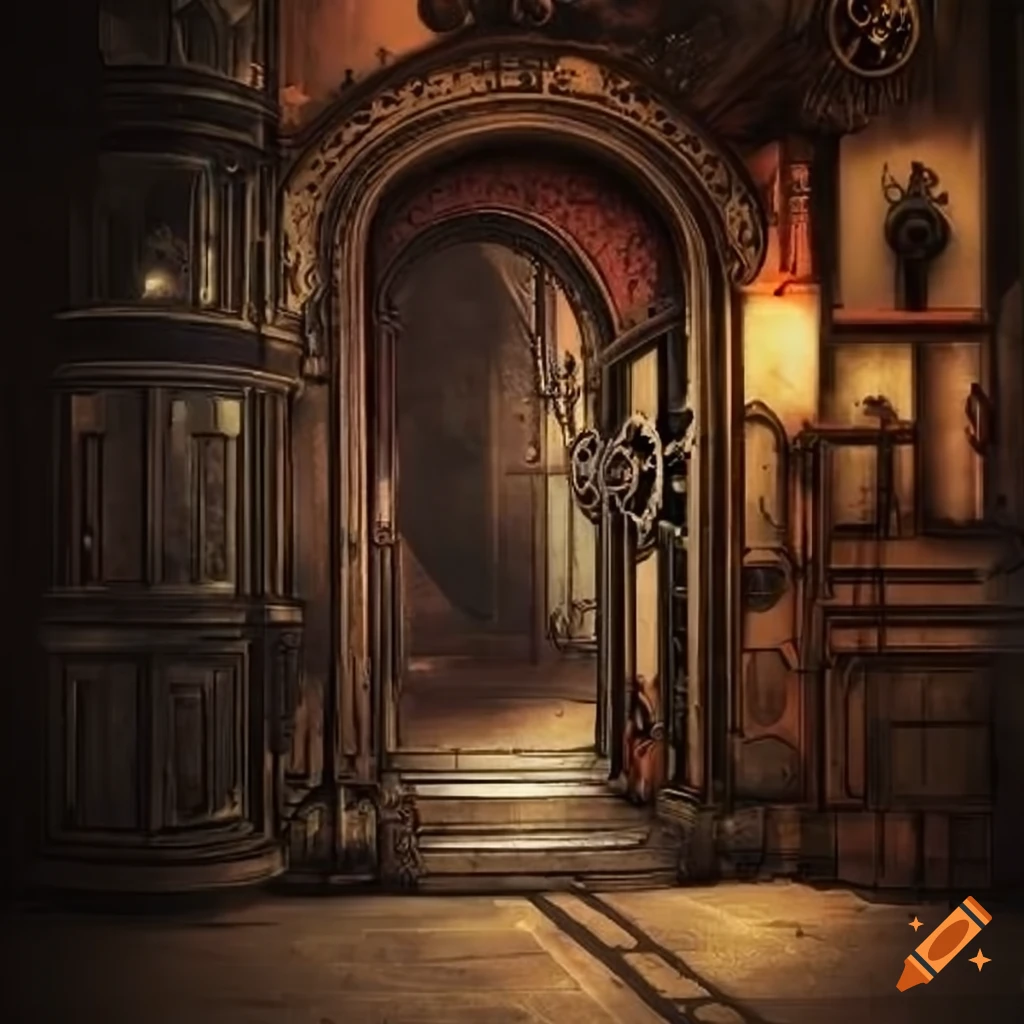 steampunk-inspired corridor