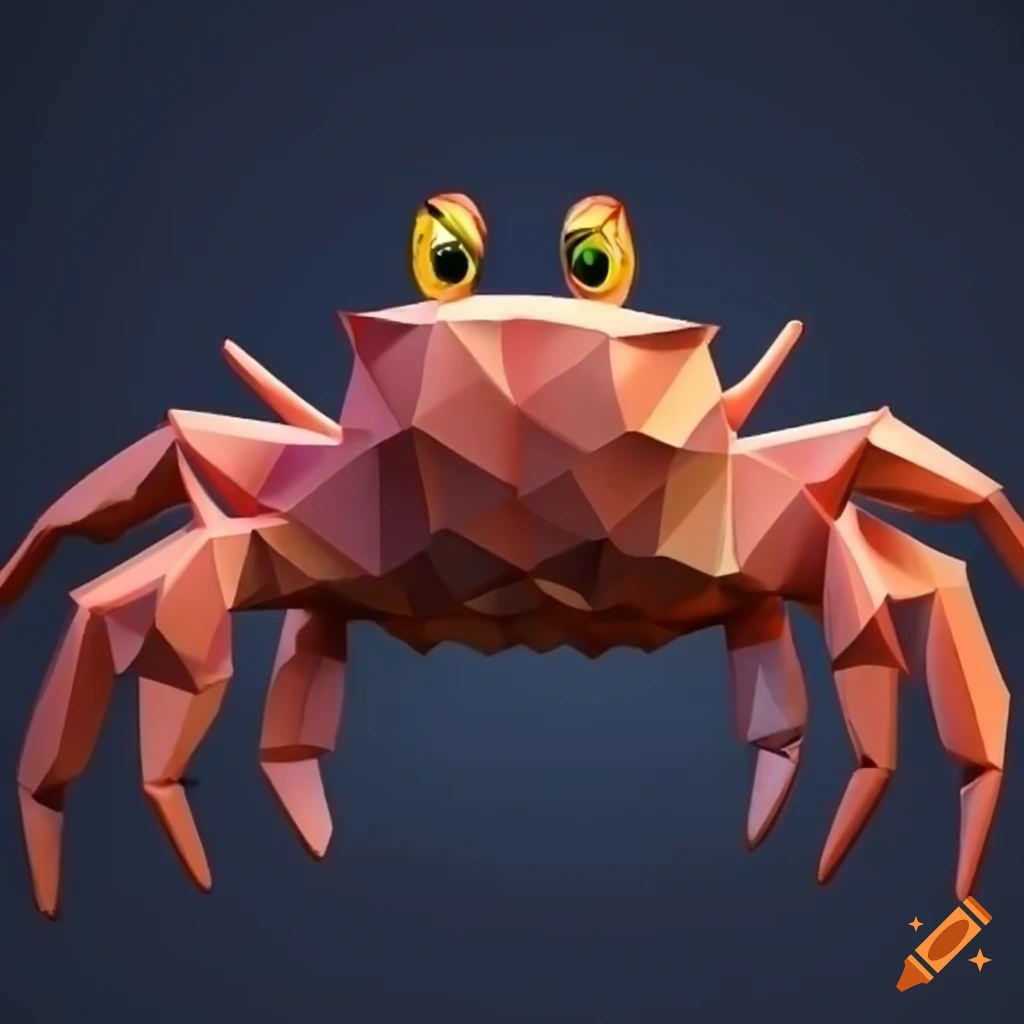 3D polygon drawing of a hilarious crab