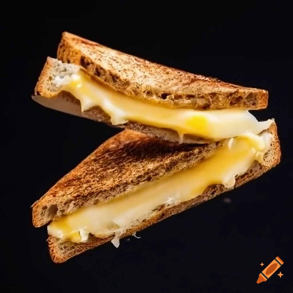 grilled cheese sandwich with suspended ingredients