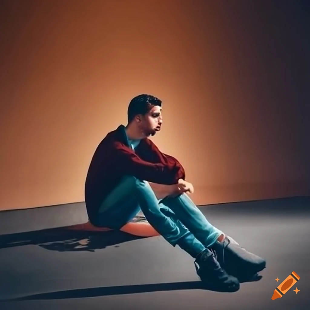 man sitting in a parking lot