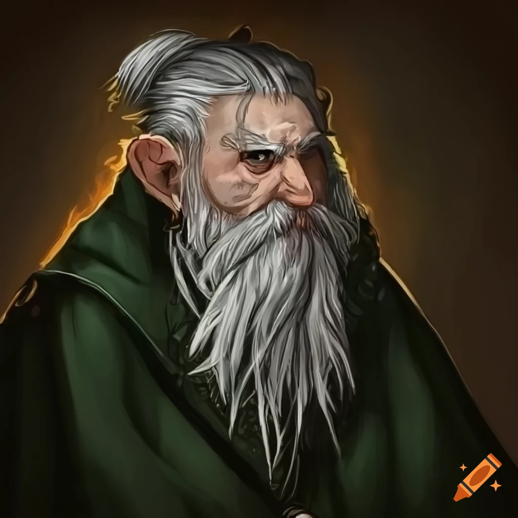 illustration of an old gnome holding a potion