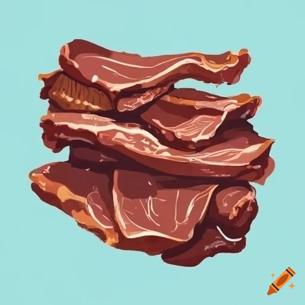 Illustration of a roman festival with beef jerky snacks on Craiyon