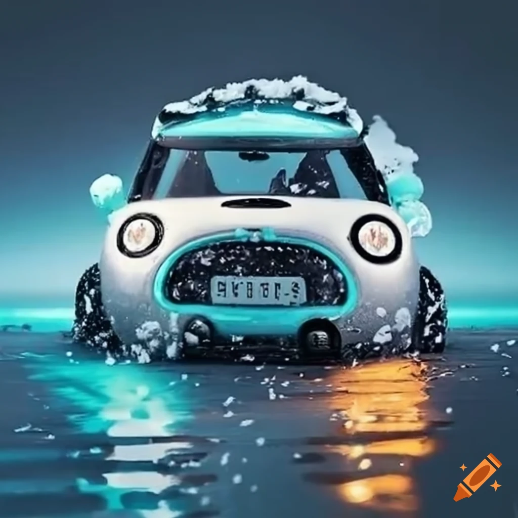 Mini cooper in the snow on Craiyon