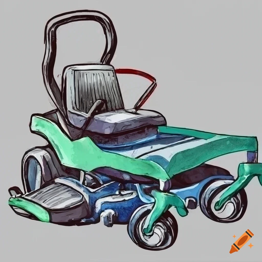 Watercolor illustration of a zero turn mower on Craiyon