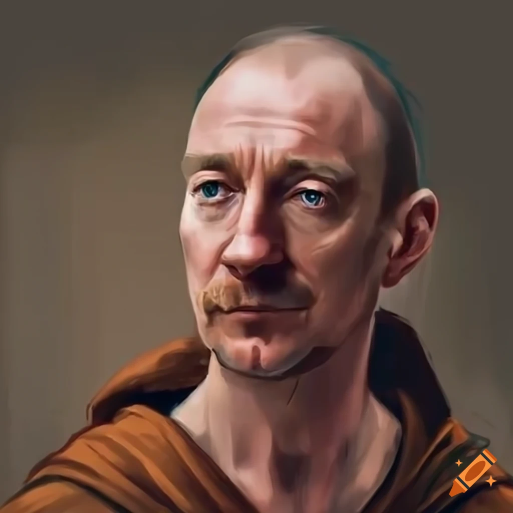 detailed portrait of David Thewlis as a monk