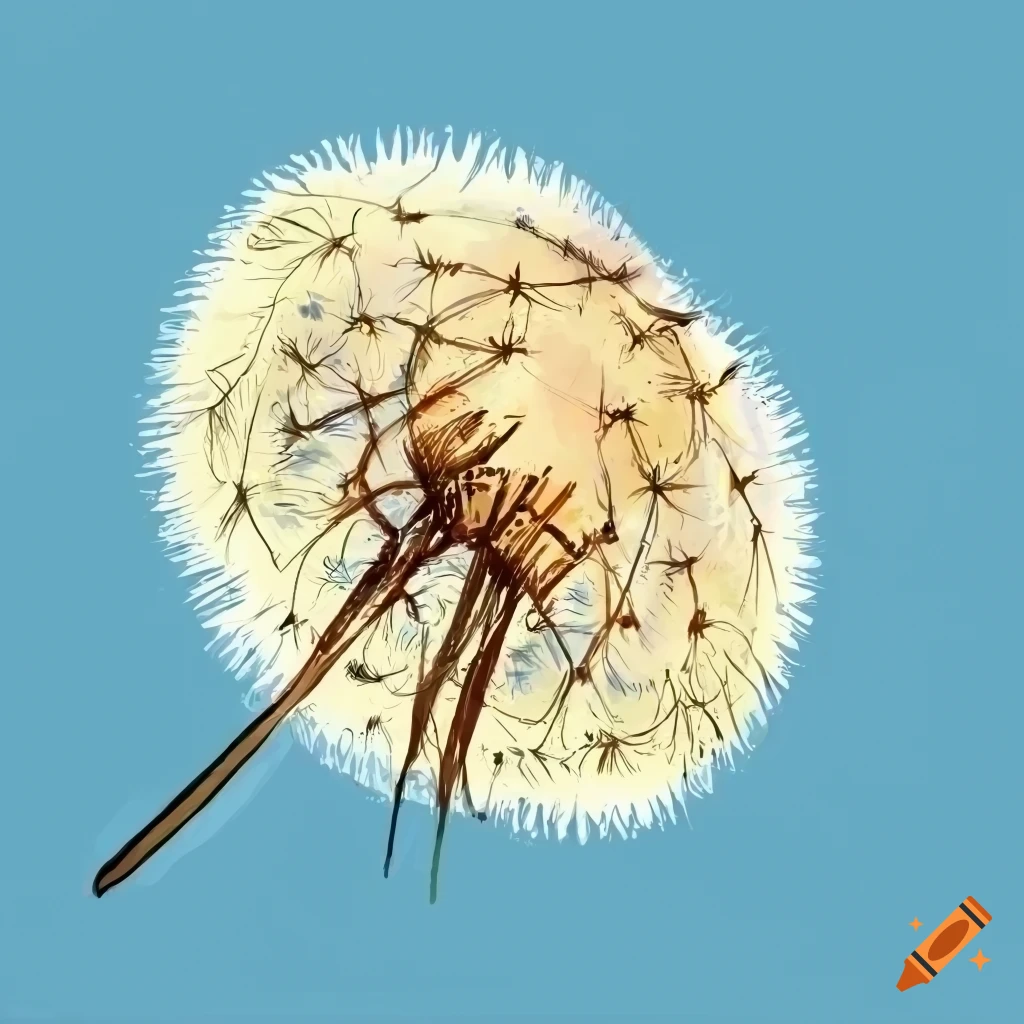 hand-drawn watercolor illustration of a dandelion