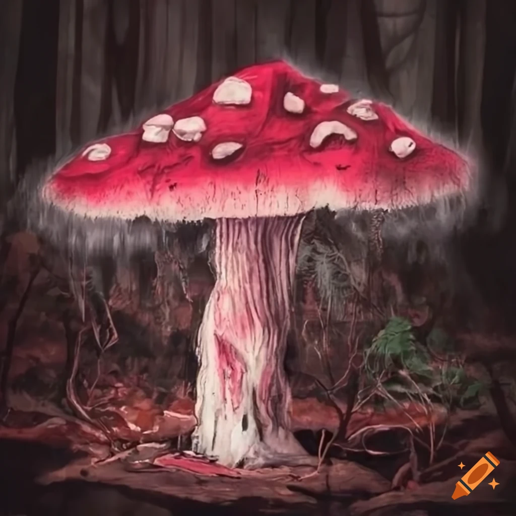 album art featuring pink fungus in the woods