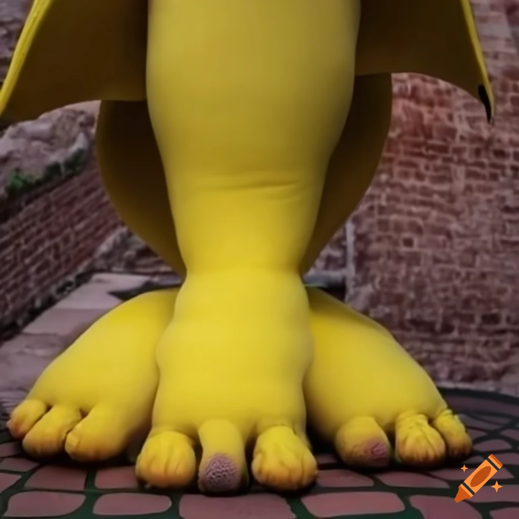 Close-up of pikachu's big yellow feet on Craiyon