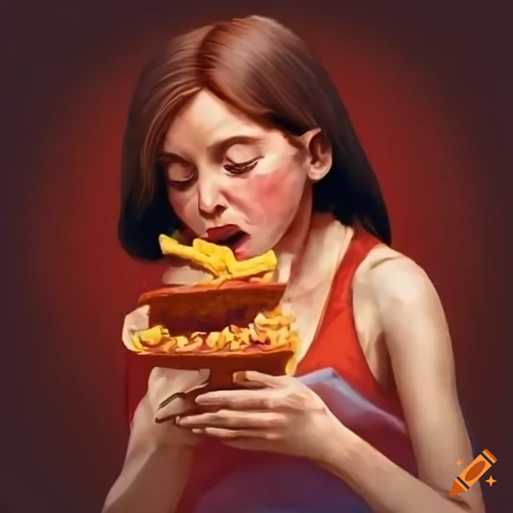 Illustration Of A Girl Eating Chili Cheese Fries And Crisscut Fries On illustration-of-a-girl-eating-chili-cheese-fries-and-crisscut-fries-on
