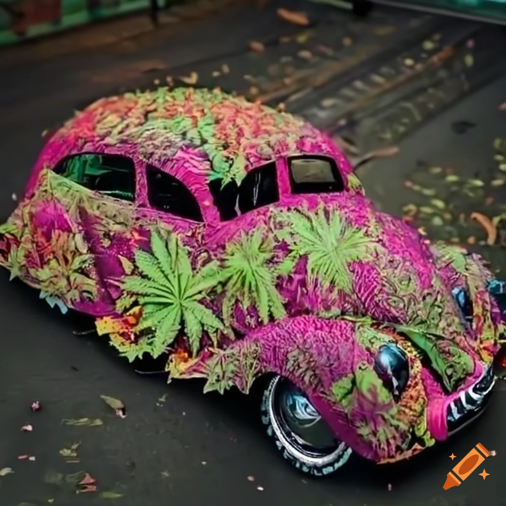 Colorful cannabis car artwork