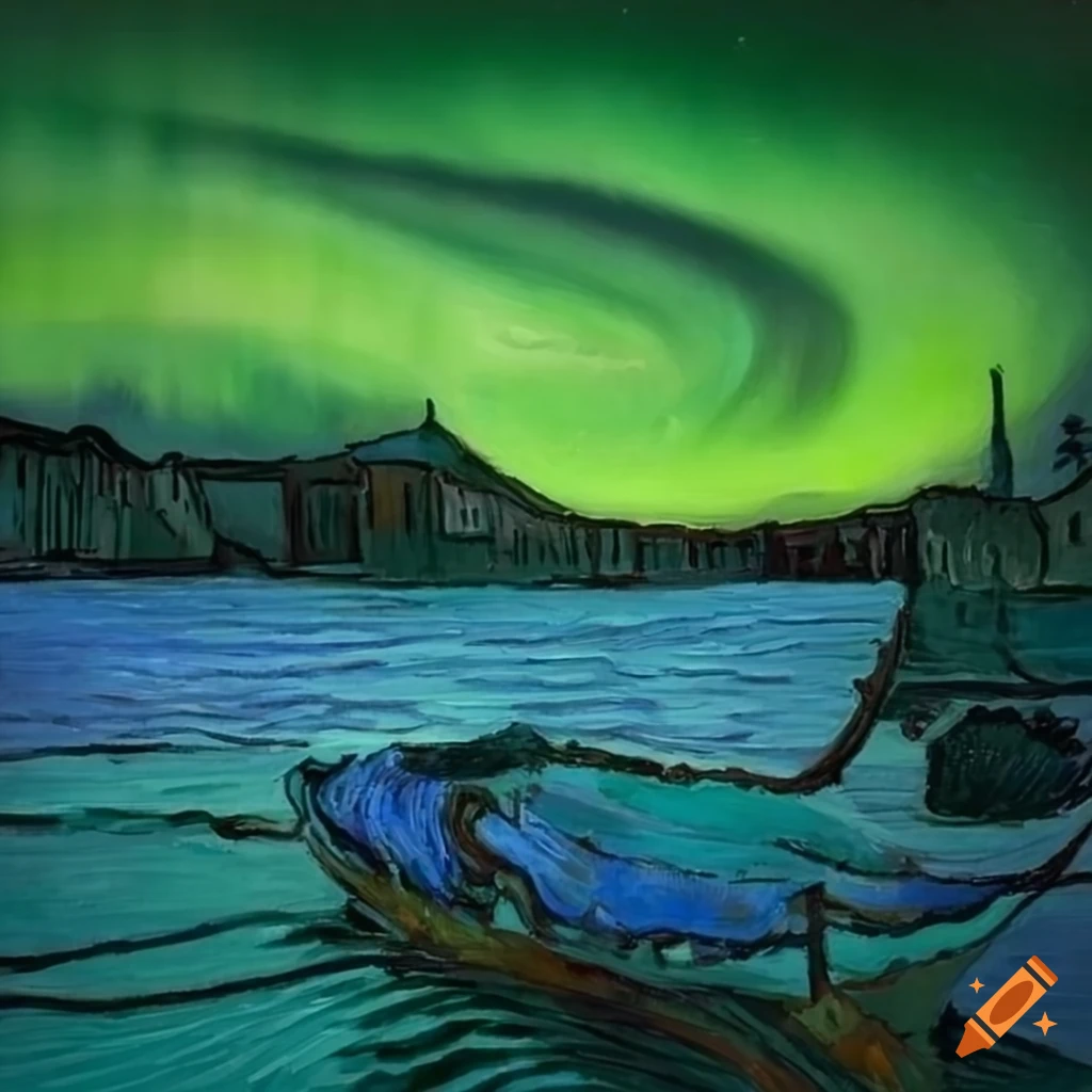 Vincent van Gogh-style Northern lights painting