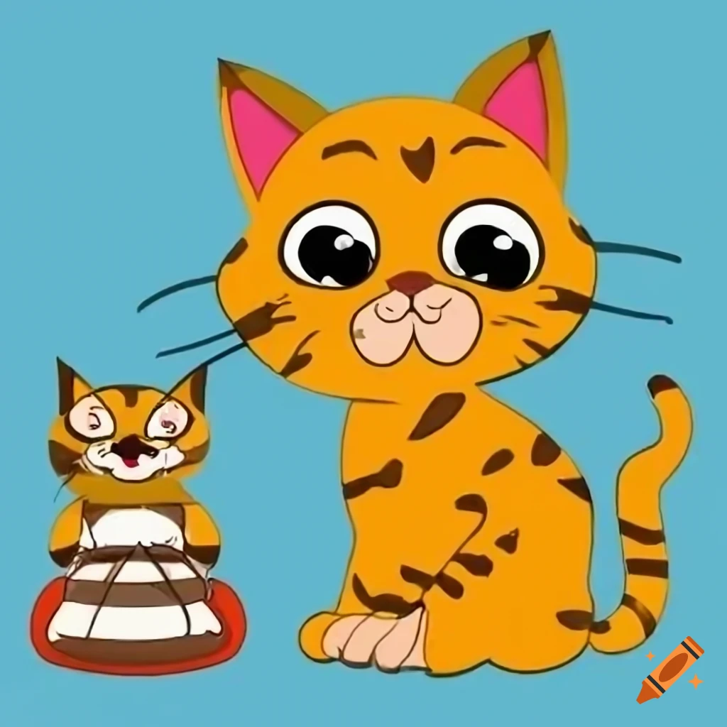 Cartoon image of kid-e-cats characters on Craiyon