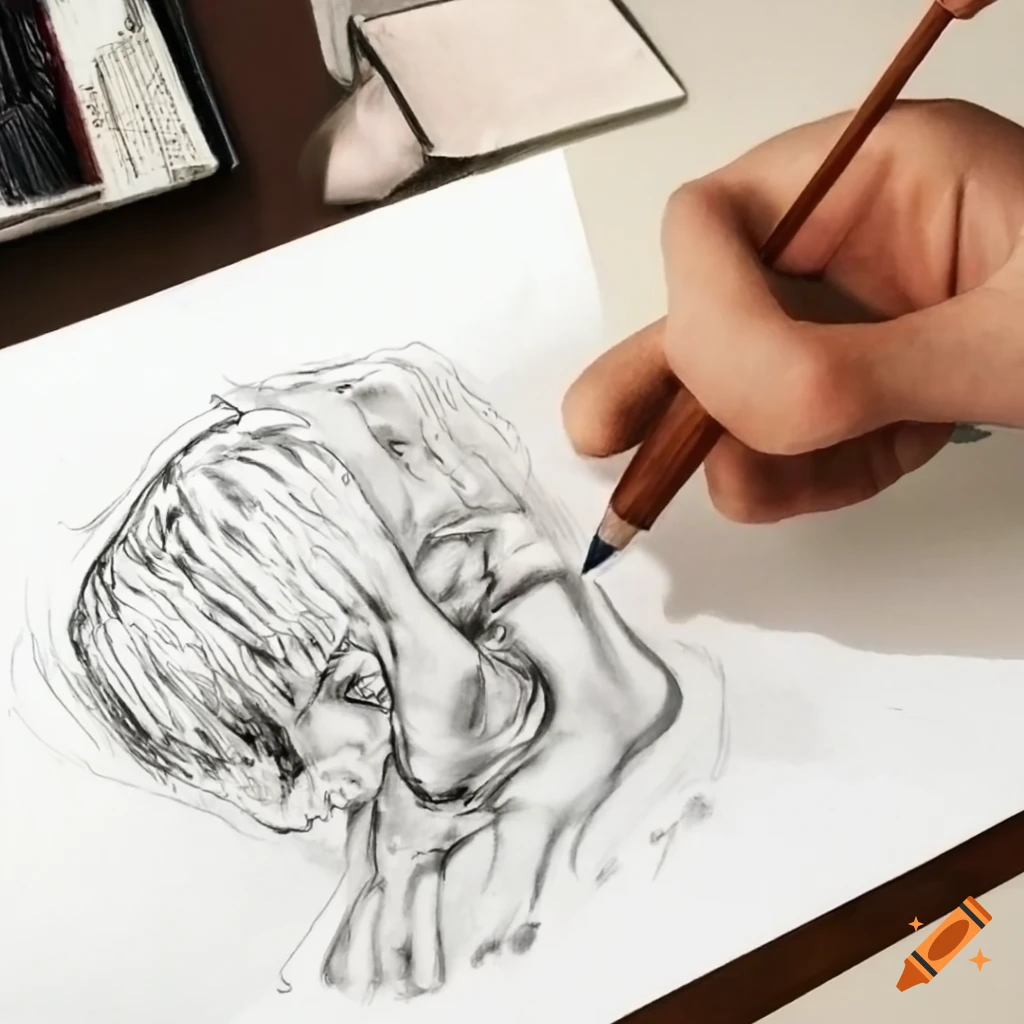 pencil drawing in Luchosauce style