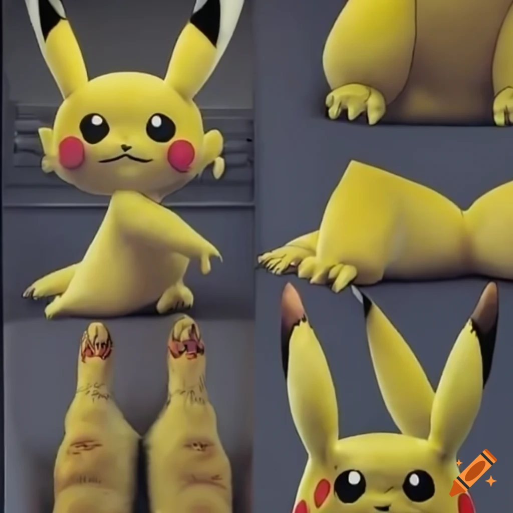 Close-up of pikachu's yellow feet on Craiyon