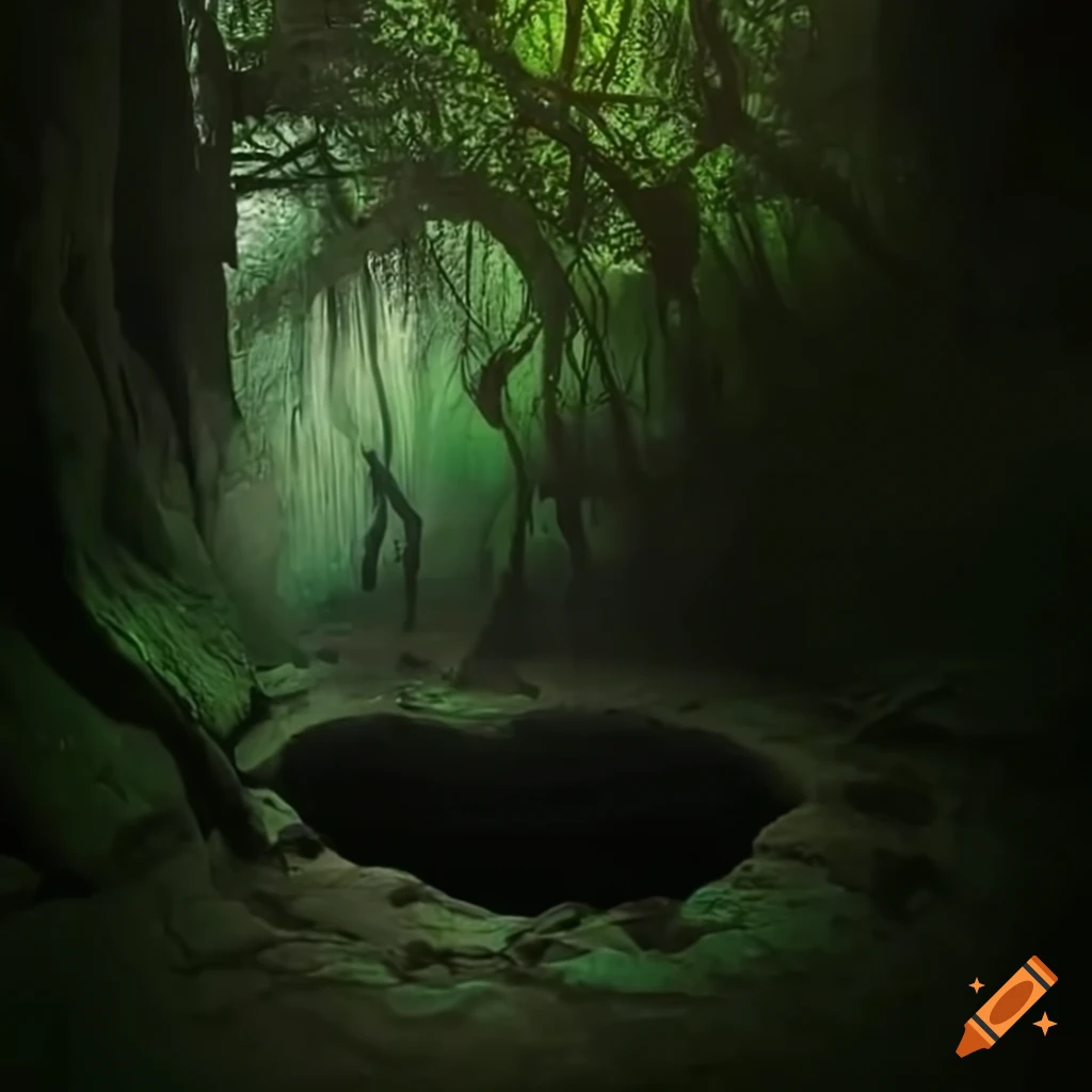 mysterious cave in a tropical forest