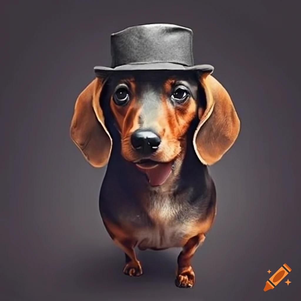 funny dachshund dressed as a gangster