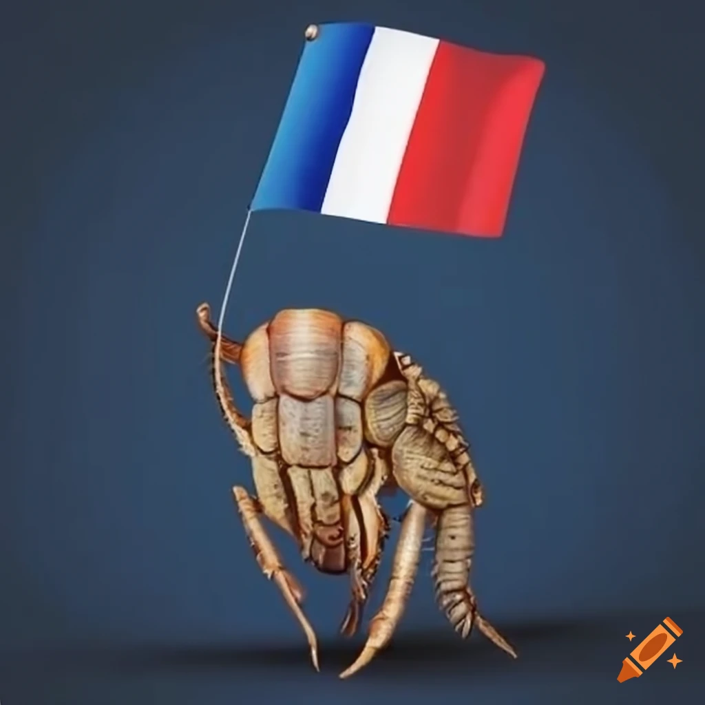 image of a flea holding a French flag