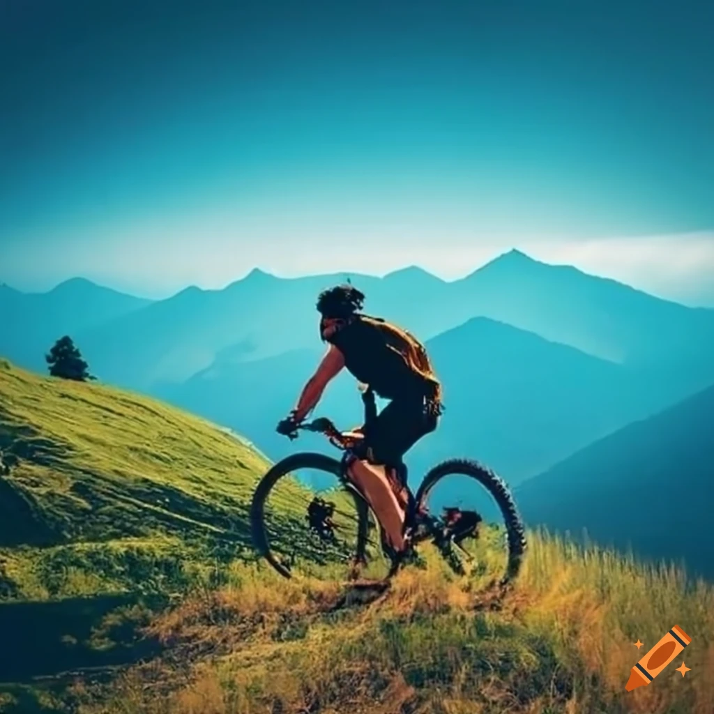 Mountain Biker Riding On The Hills On Craiyon
