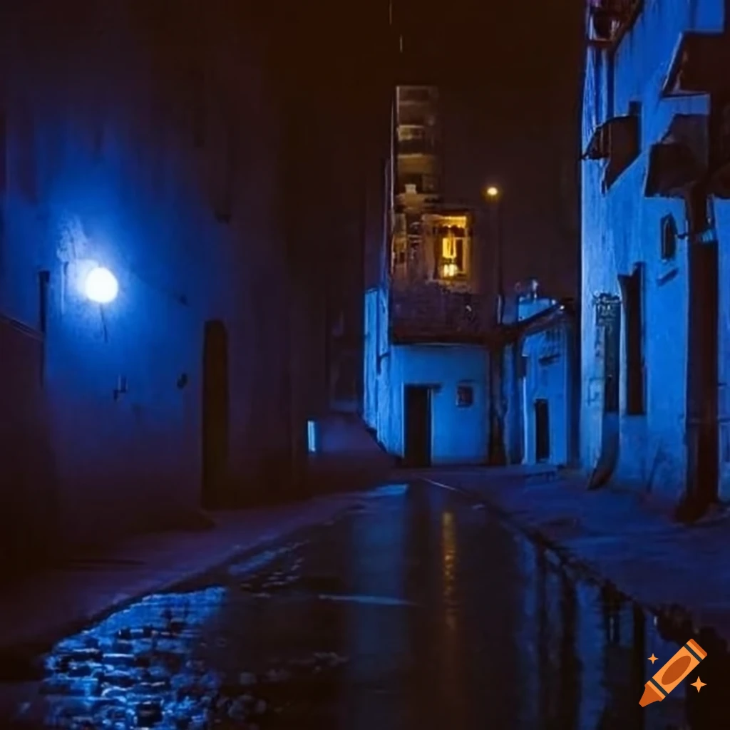 Neon noir photograph of a rainy alley in Port said, Egypt on Craiyon