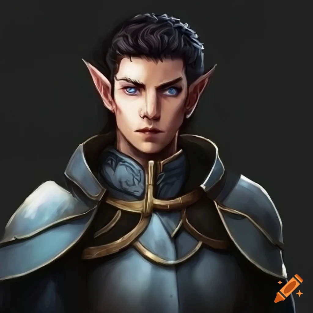 Attractive and charismatic elf warrior in armor