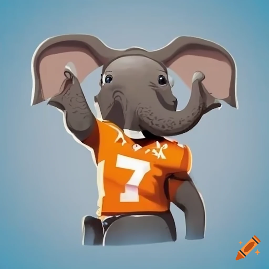 cartoon elephant in Tennessee Volunteers gear