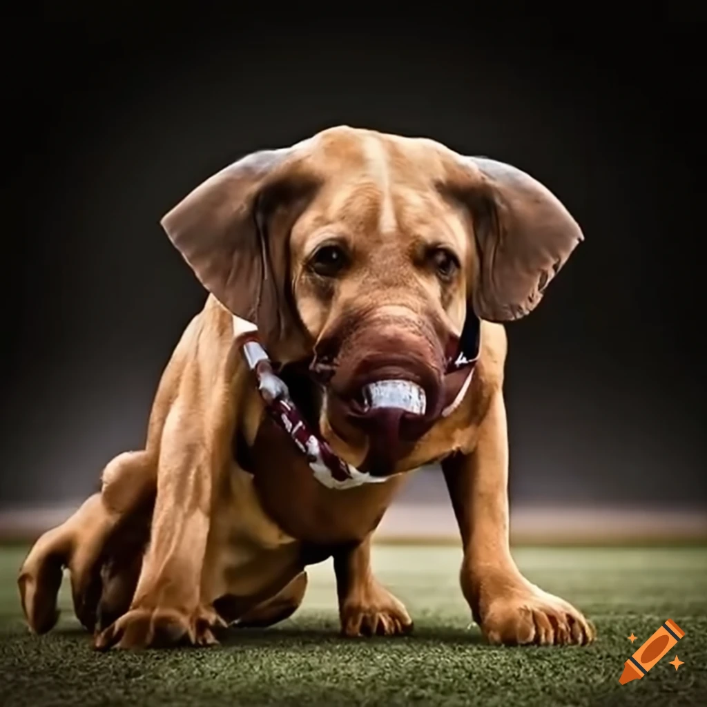 Elephants playing college football with hound dogs on Craiyon