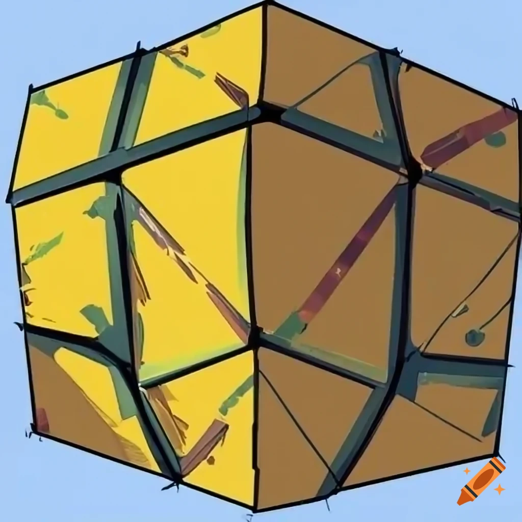 artistic game cover with a flying yellow cube