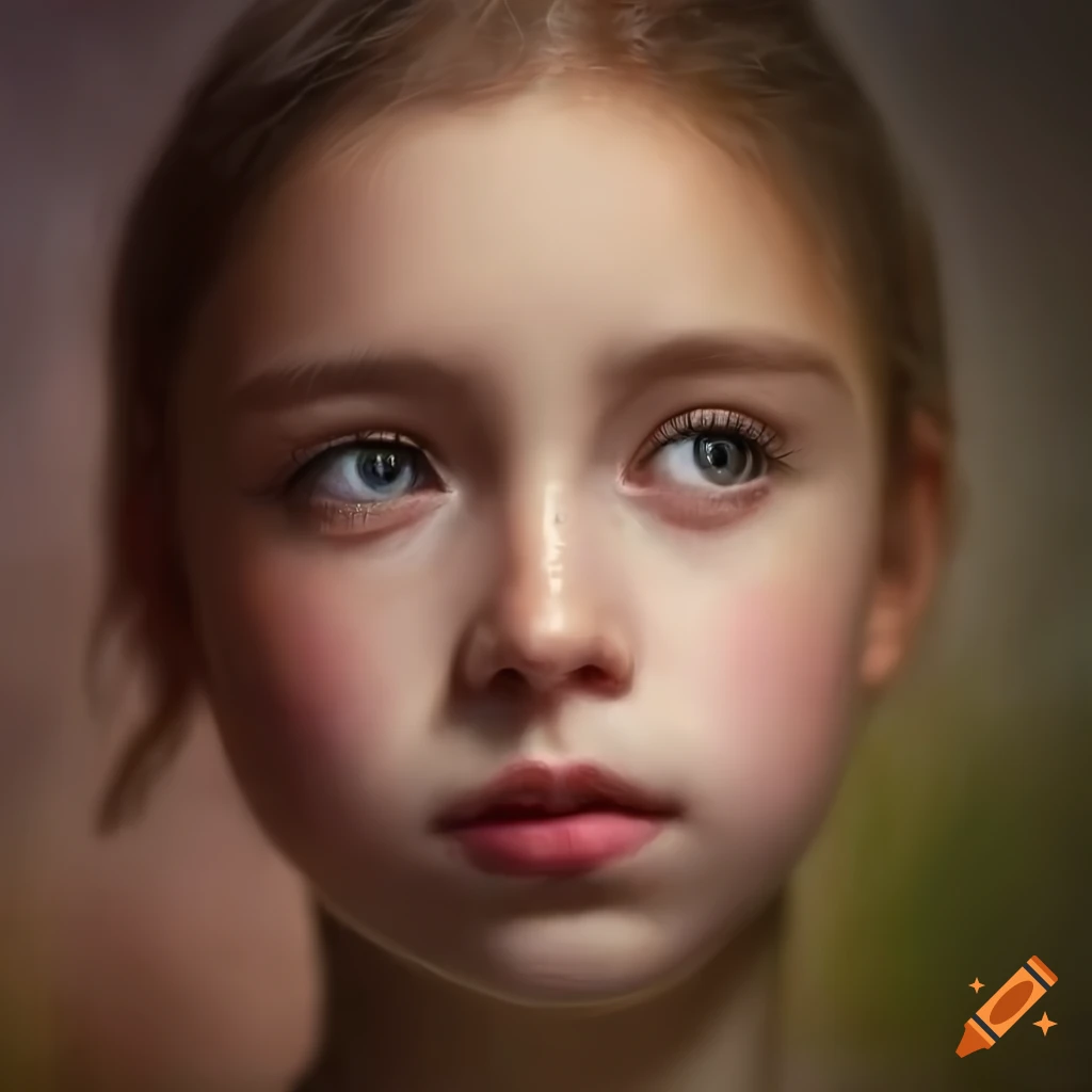 Oil painting of a pensive young girl