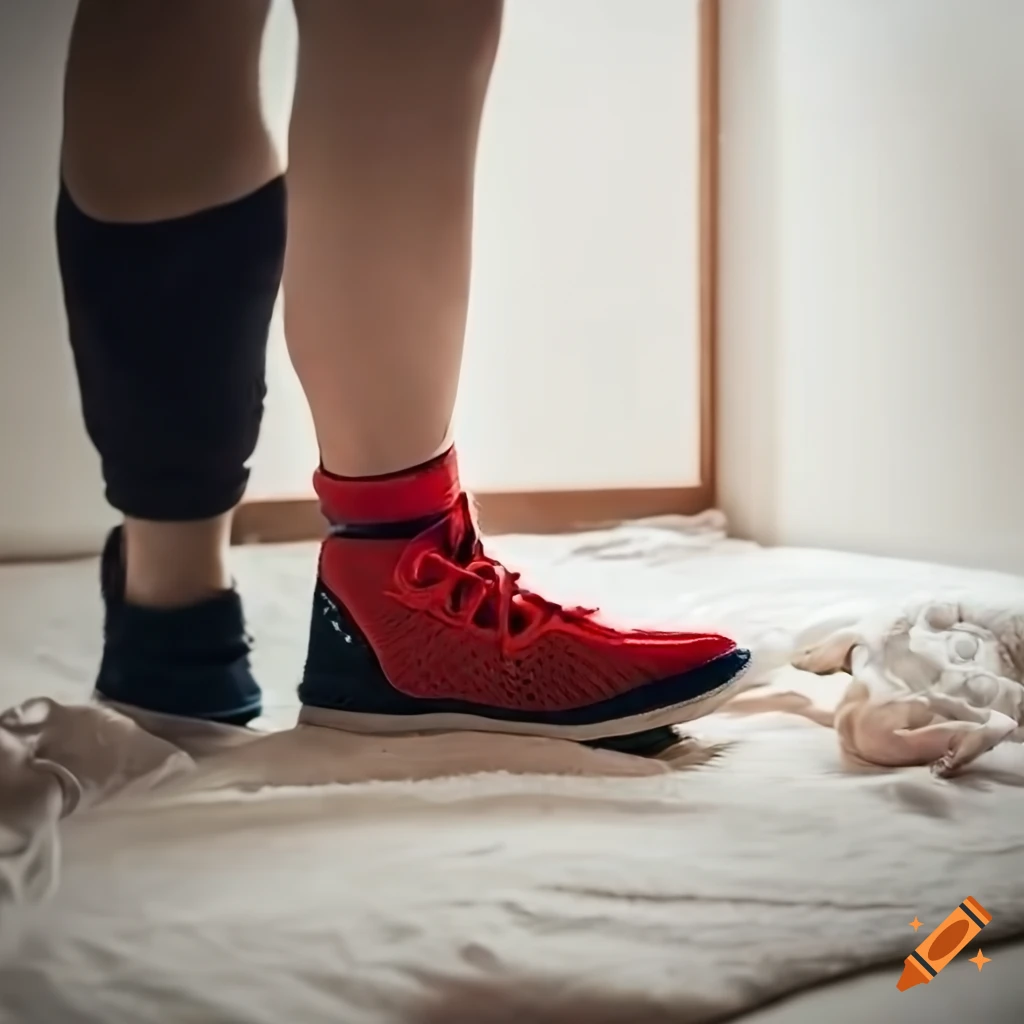 mma fighter's feet on a cozy blanket