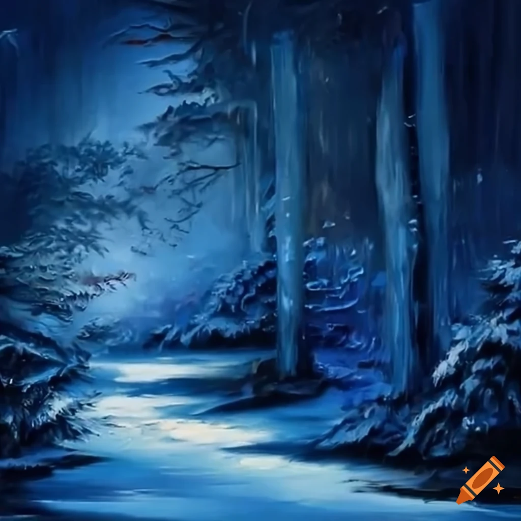 dark blue winter scene