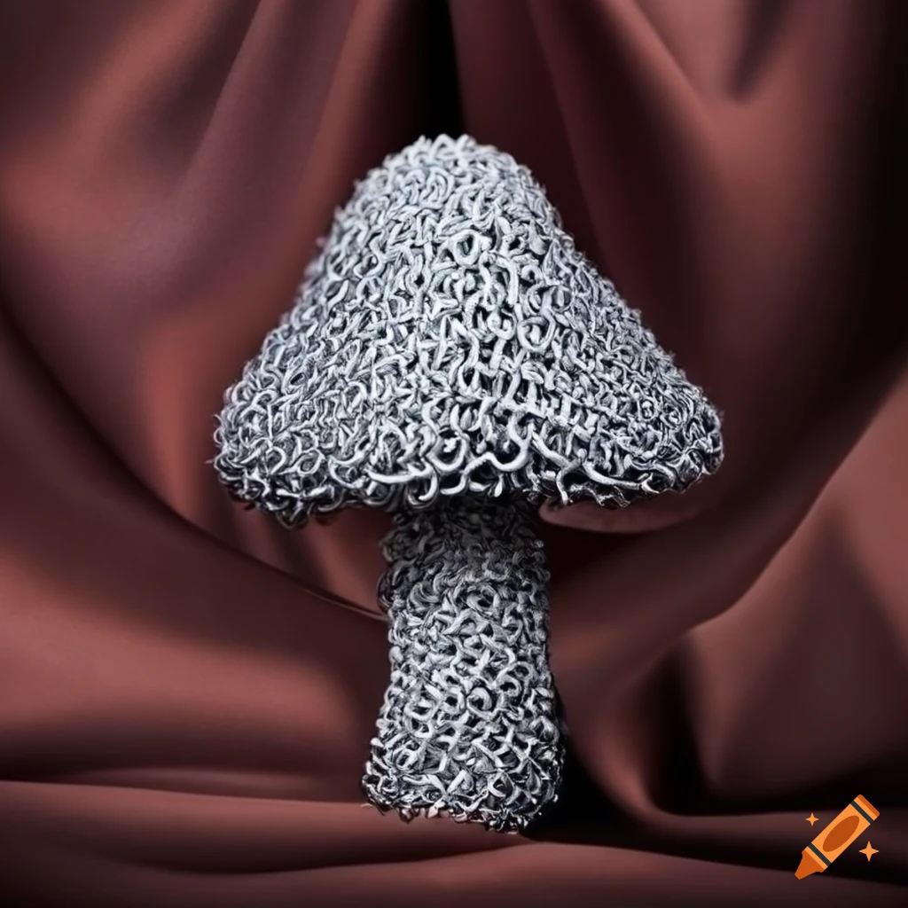 chain mail mushroom on silk background