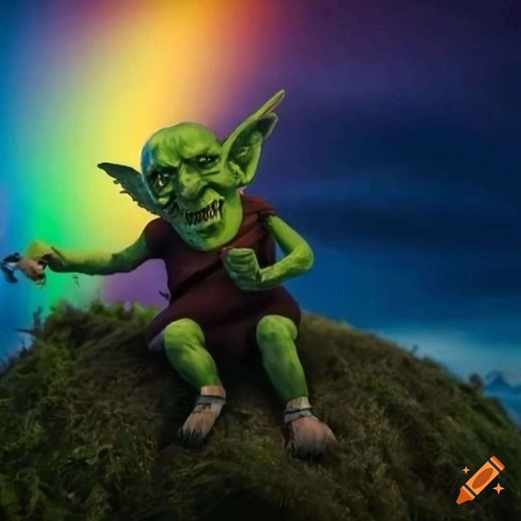 fantasy art of a goblin smoking a pipe