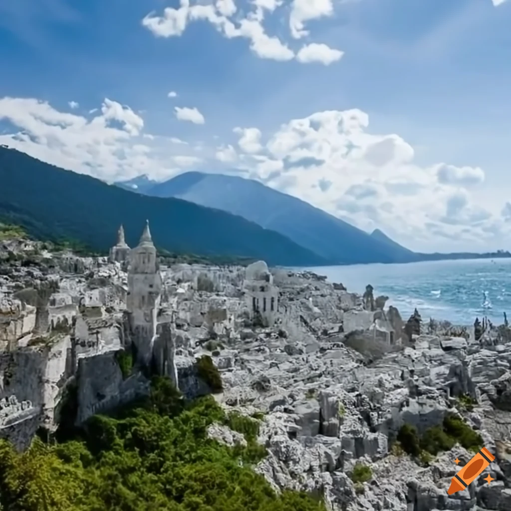 Gondor cityscape on the Montenegrin seaside