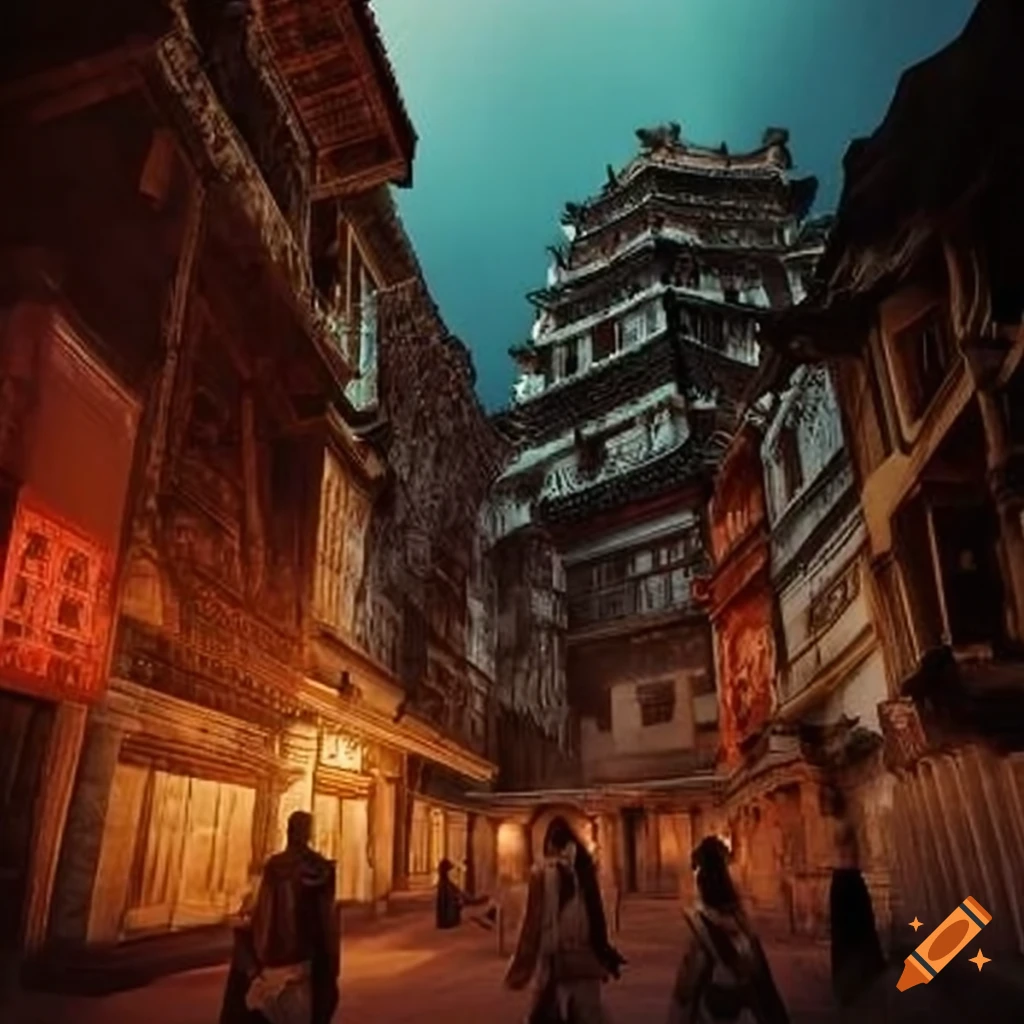 city with a mix of Mayan and Chinese architecture