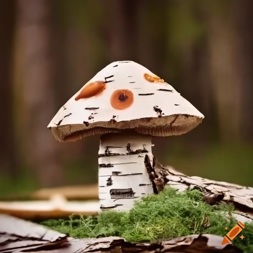 birch bark mushroom art