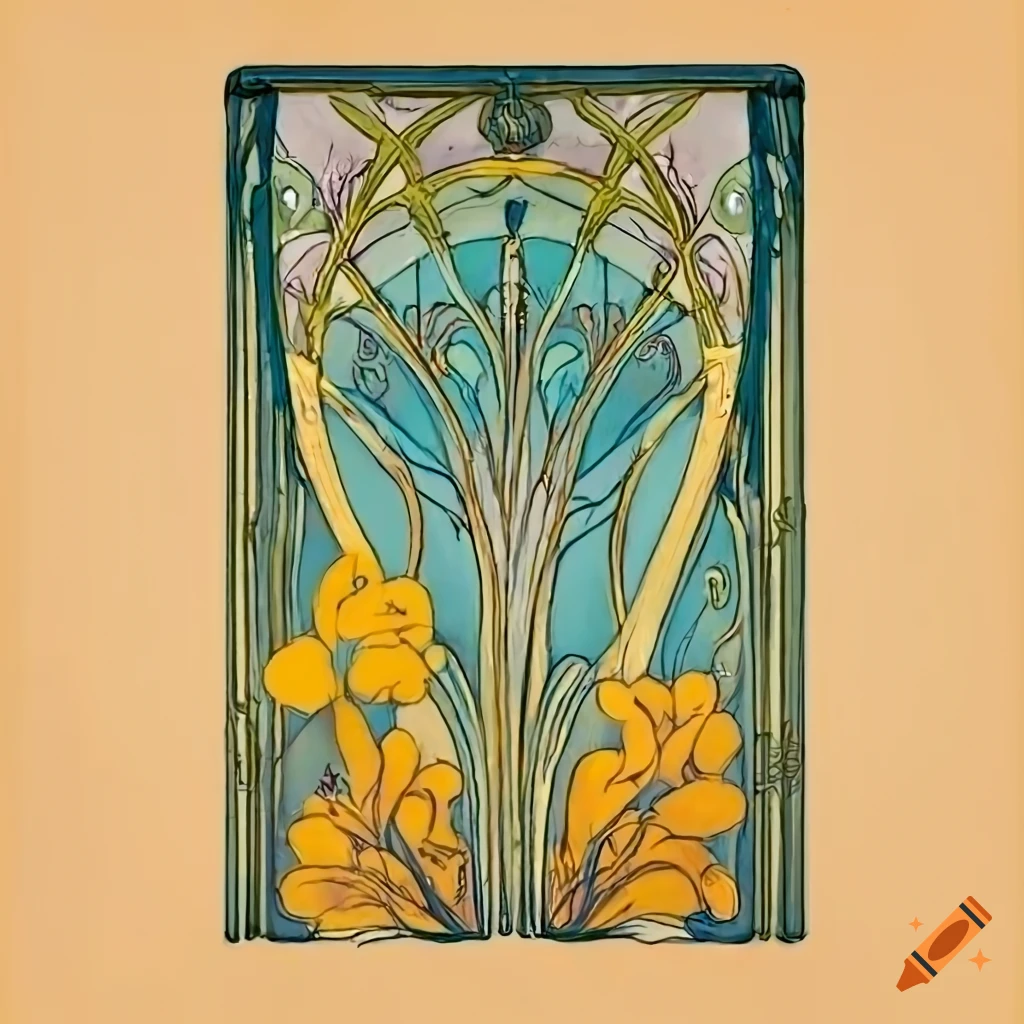 art nouveau flower drawings