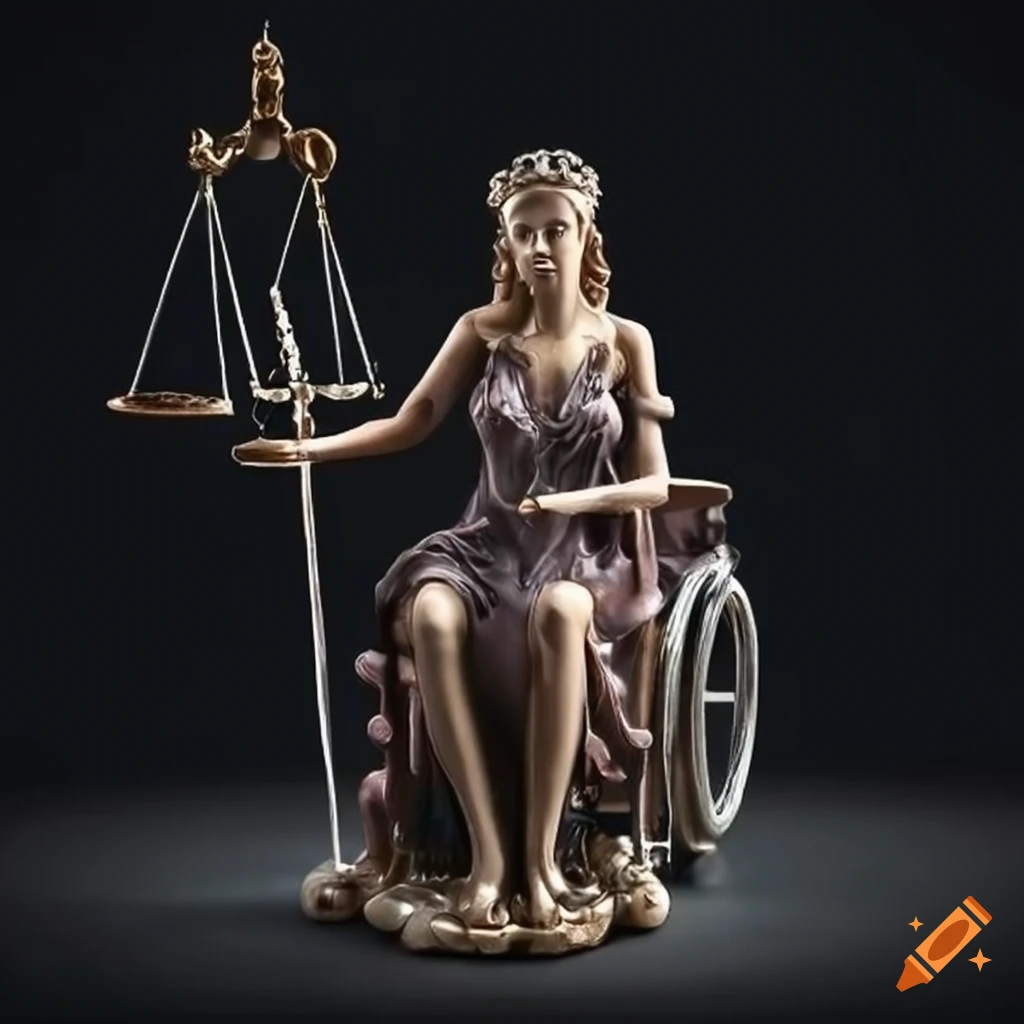 representation of Lady Justice in a wheelchair
