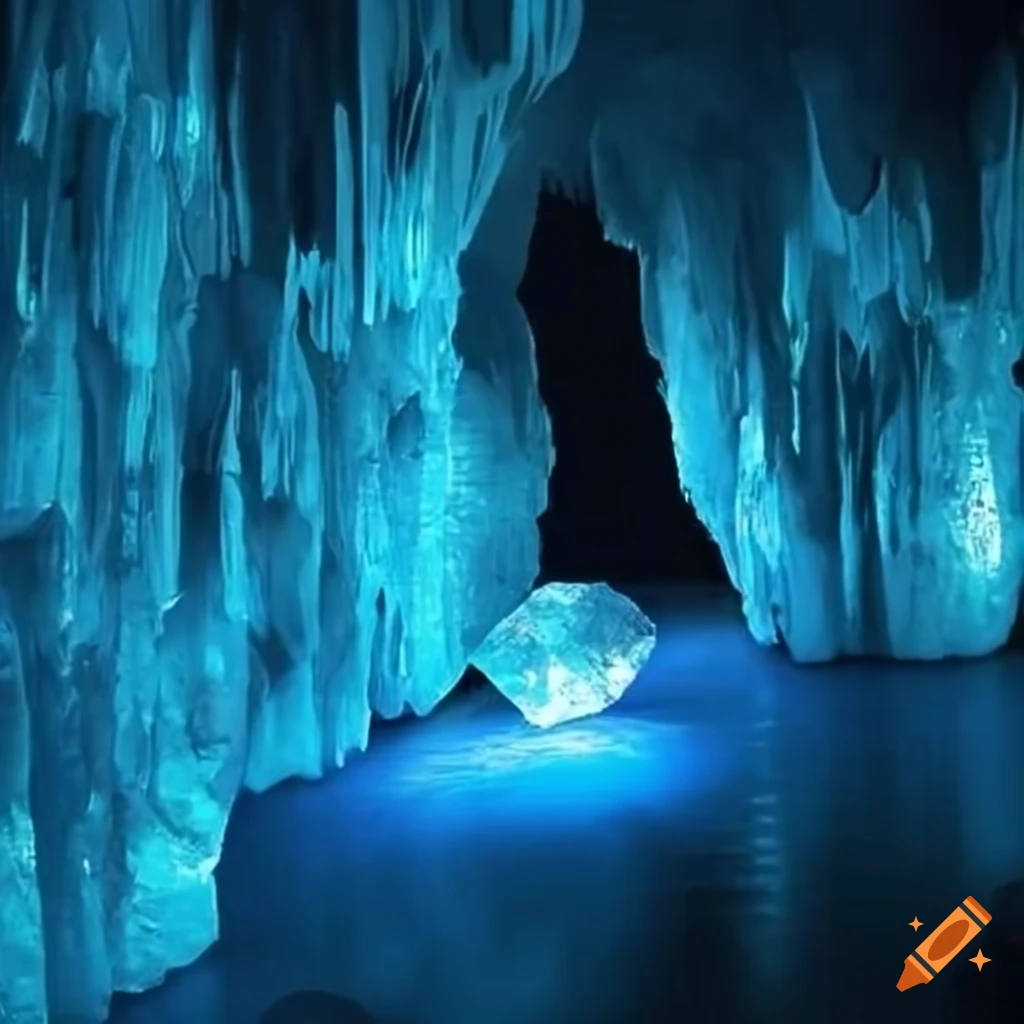image of a blue glowing crystal cave